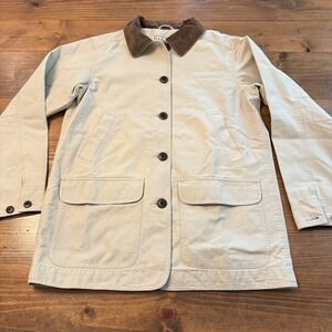L.L. Bean Tan Utility chore barn Jacket with Brown Collar